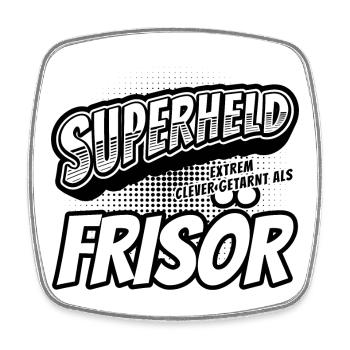 Superheld, clever getarnt als Frisör - Viereckiger Kühlschrankmagnet - Weiß - Vorne