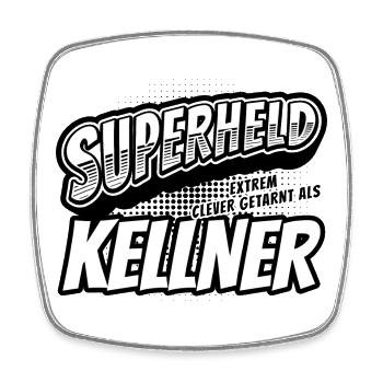 Superheld, clever getarnt als Kellner - Viereckiger Kühlschrankmagnet - Weiß - Vorne
