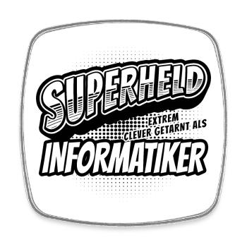 Superheld, clever getarnt als Informatiker - Viereckiger Kühlschrankmagnet - Weiß - Vorne