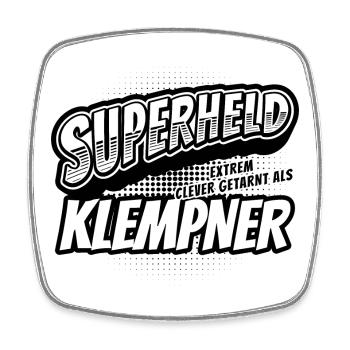 Superheld, clever getarnt als Klempner - Viereckiger Kühlschrankmagnet - Weiß - Vorne