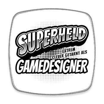 Superheld, clever getarnt als Gamedsigner - Viereckiger Kühlschrankmagnet - Weiß - Vorne