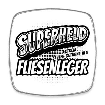 Superheld, clever getarnt als Fliesenleger - Viereckiger Kühlschrankmagnet - Weiß - Vorne