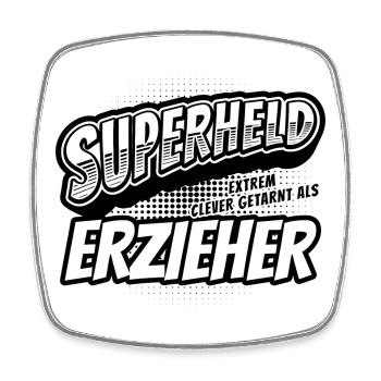 Superheld, clever getarnt als Erzieher - Viereckiger Kühlschrankmagnet - Weiß - Vorne