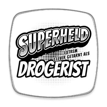 Superheld, clever getarnt als Drogerist - Viereckiger Kühlschrankmagnet - Weiß - Vorne