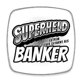 Superheld, clever getarnt als Banker - Viereckiger Kühlschrankmagnet - Weiß - Vorne
