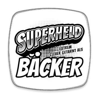 Superheld, clever getarnt als Bäcker - Viereckiger Kühlschrankmagnet - Weiß - Vorne