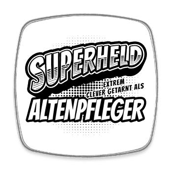 Superheld, clever getarnt als Altenpfleger - Viereckiger Kühlschrankmagnet - Weiß - Vorne