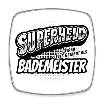Superheld, clever getarnt als Bademeister - Viereckiger Kühlschrankmagnet - Weiß - Vorne