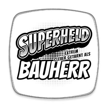 Superheld, clever getarnt als Bauherr - Viereckiger Kühlschrankmagnet - Weiß - Vorne