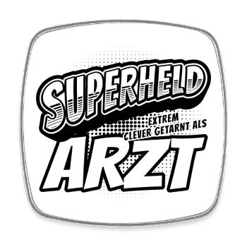 Superheld, clever getarnt als Arzt - Viereckiger Kühlschrankmagnet - Weiß - Vorne