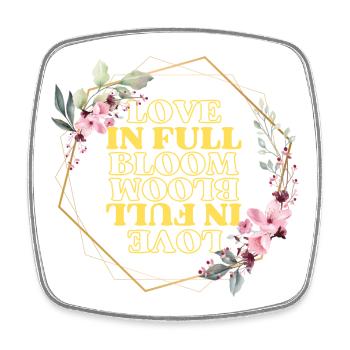 Love in Full Bloom Floral Frame - Square fridge magnet - white - Front