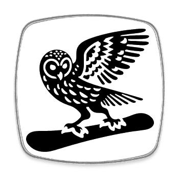 Eule Snowboard Snowboarder Minimalistisches Design - Viereckiger Kühlschrankmagnet - Weiß - Vorne