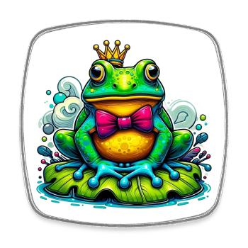 Grenouille à la couronne du roi - Magnet carré - blanc - Devant