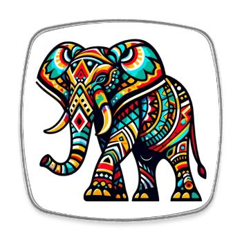 Elefant - Viereckiger Kühlschrankmagnet - Weiß - Vorne