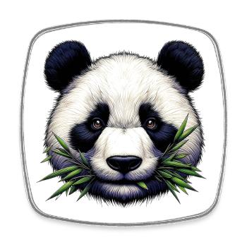 Panda frisst Bambus und Blätter - Viereckiger Kühlschrankmagnet - Weiß - Vorne