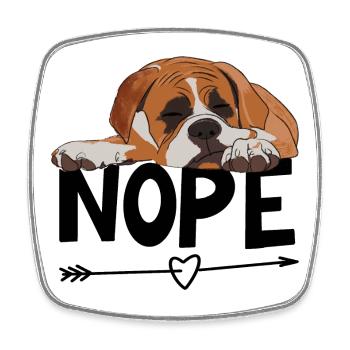 Boxer Dog Nope - Square fridge magnet - white - Front