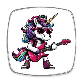 Unicorn Rock Metal Musician Guitar Design - Square fridge magnet - white - Front