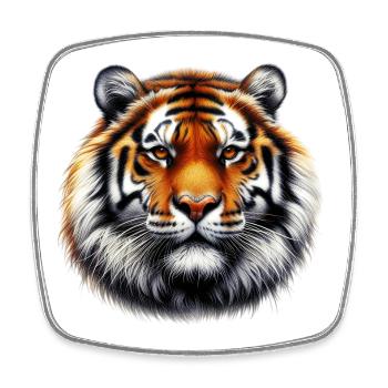 Tiger - Viereckiger Kühlschrankmagnet - Weiß - Vorne