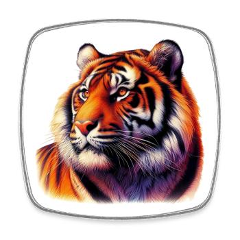Tigre - Magnet carré - blanc - Devant