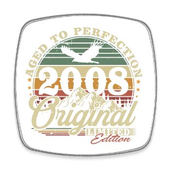 Original 2008 Vintage Vintage Anniversaire Rétro - Magnet carré - blanc - Devant