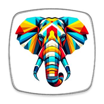 Elefant Pop Art - Viereckiger Kühlschrankmagnet - Weiß - Vorne