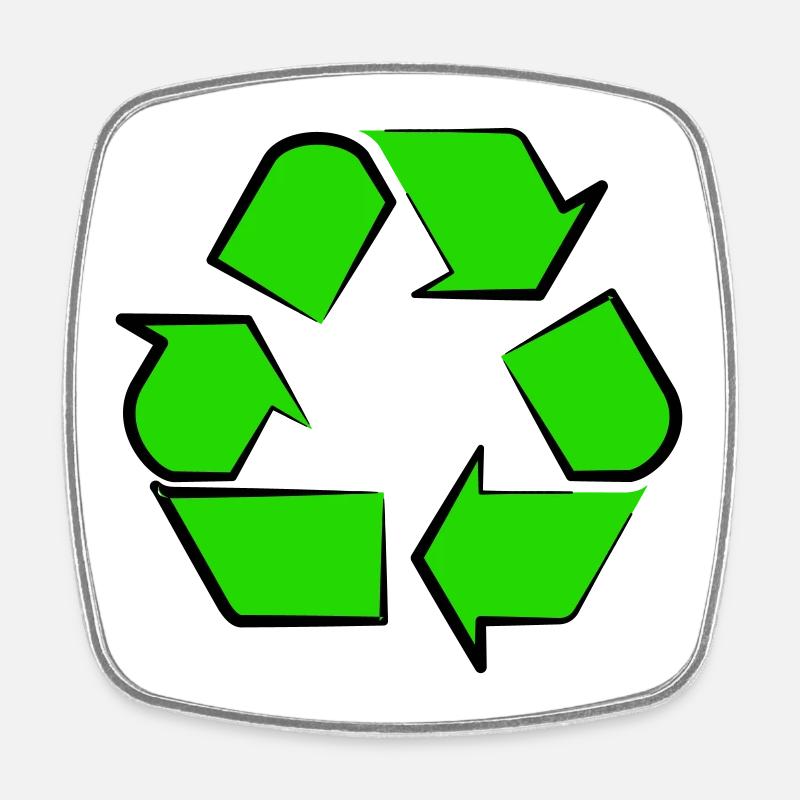 Neon Recycling Symbol - Viereckiger Kühlschrankmagnet - Weiß