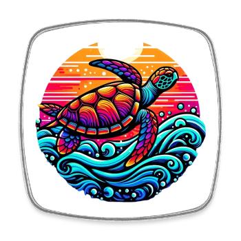 Turtle - Square fridge magnet - white - Front