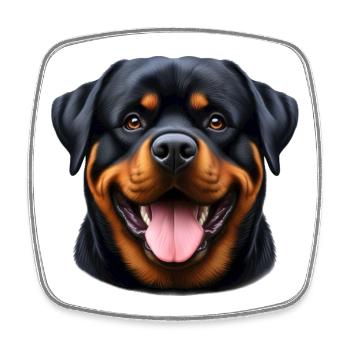 Un Rottweiler heureux - Magnet carré - blanc - Devant