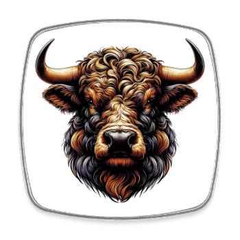 Stier - Viereckiger Kühlschrankmagnet - Weiß - Vorne