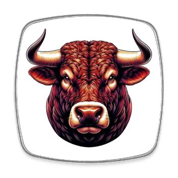 Stier - Viereckiger Kühlschrankmagnet - Weiß - Vorne