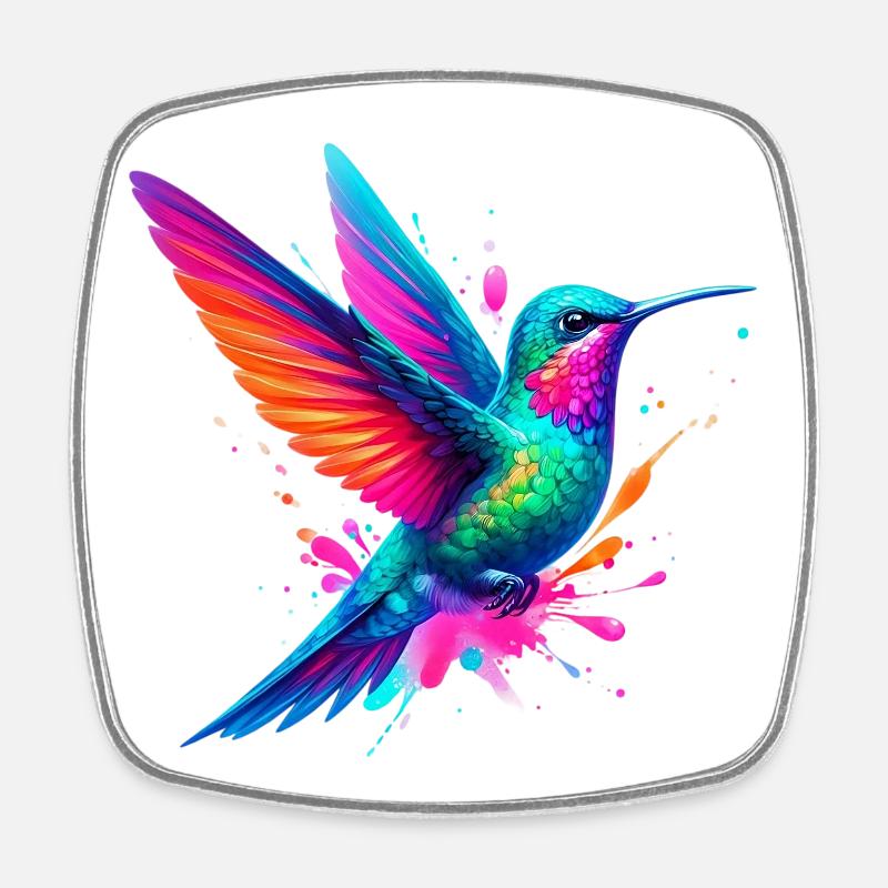 Colibri - Magnet carré - blanc
