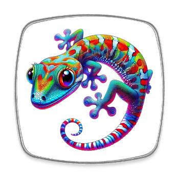 Gecko - Viereckiger Kühlschrankmagnet - Weiß - Vorne
