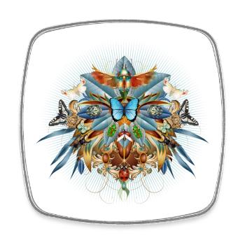 Artistic amulet made of insects in floral shape - Square fridge magnet - white - Front