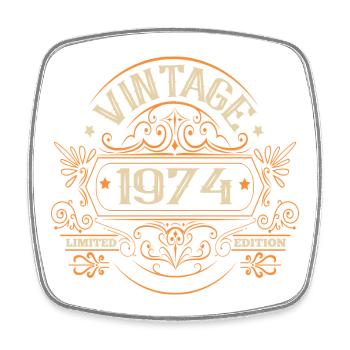 Millésime 1974 Anniversaire Royal avec ornements - Magnet carré - blanc - Devant