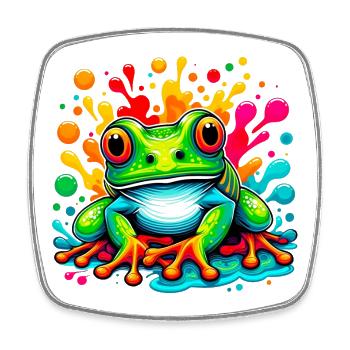 Frosch - Viereckiger Kühlschrankmagnet - Weiß - Vorne