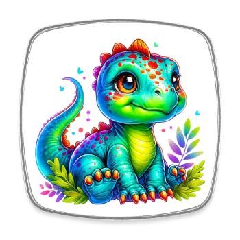 Dinosaurier - Viereckiger Kühlschrankmagnet - Weiß - Vorne