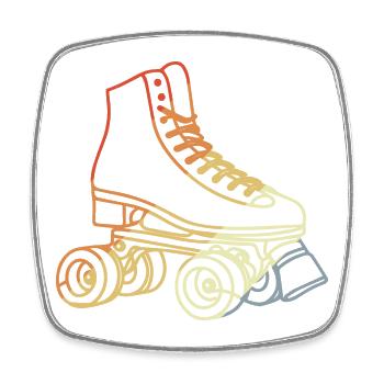 Roller Skates Sketch - Square fridge magnet - white - Front