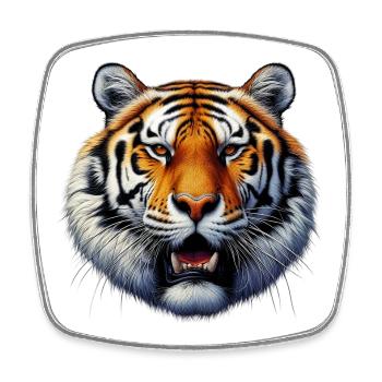 Tiger - Square fridge magnet - white - Front