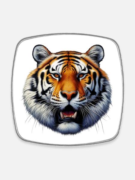 Tiger - Square fridge magnet - white
