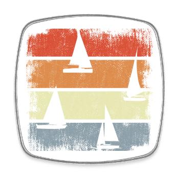 Vintage Segelboote - Viereckiger Kühlschrankmagnet - Weiß - Vorne