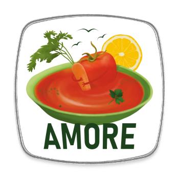 Tomato and carrot cuddle in tomato soup - Square fridge magnet - white - Front