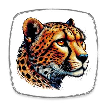Cheetah - Square fridge magnet - white - Front