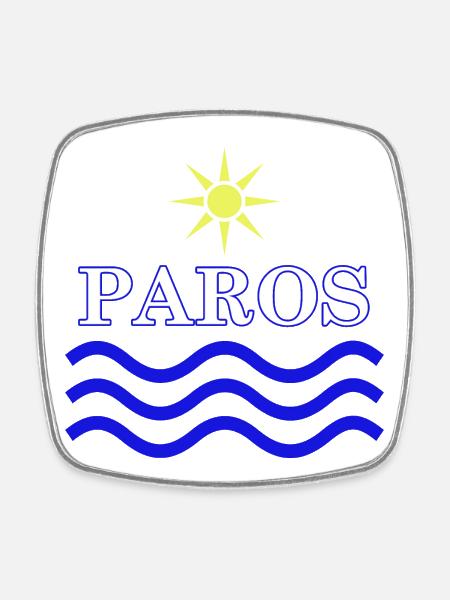 PAROS-Greece Sun Water - Square fridge magnet - white