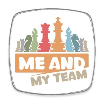 Schach retro cool Spruch Team vintage Schachfigur - Viereckiger Kühlschrankmagnet - Weiß - Vorne