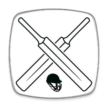Cricket Skizze - Viereckiger Kühlschrankmagnet - Weiß - Vorne