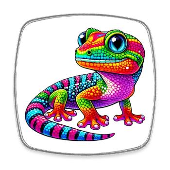 Gecko - Viereckiger Kühlschrankmagnet - Weiß - Vorne