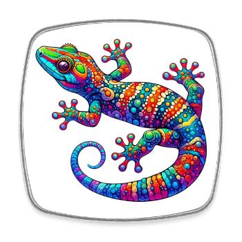 Gecko - Viereckiger Kühlschrankmagnet - Weiß - Vorne