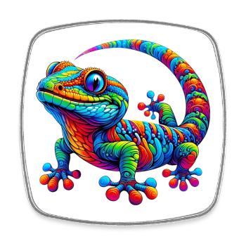 Gecko - Viereckiger Kühlschrankmagnet - Weiß - Vorne