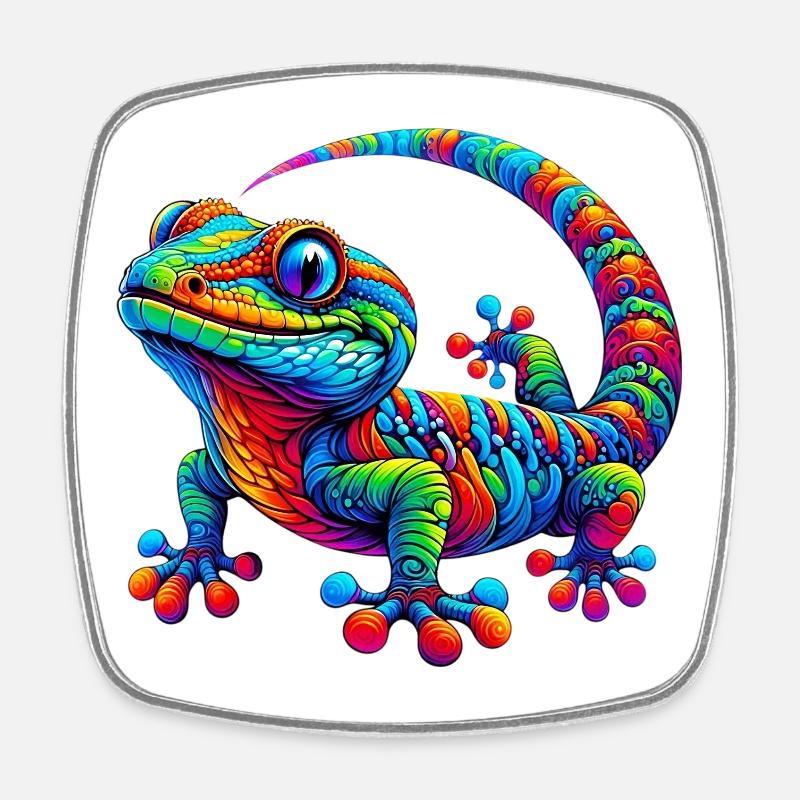 Gecko - Viereckiger Kühlschrankmagnet - Weiß