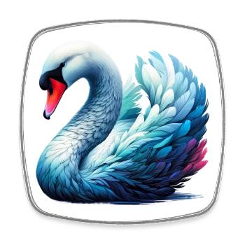 Cygne - Magnet carré - blanc - Devant